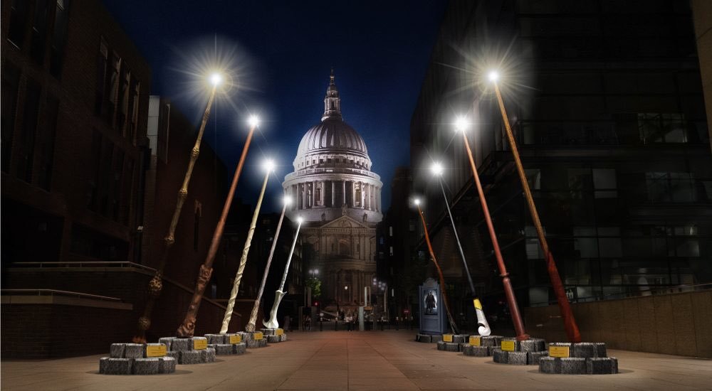 Lumos! Nine giant Harry Potter wands are being installed in St Peter’s Hill, between Millennium Bridge and St Paul’s Cathedral, between October 18th and November 12th 2018