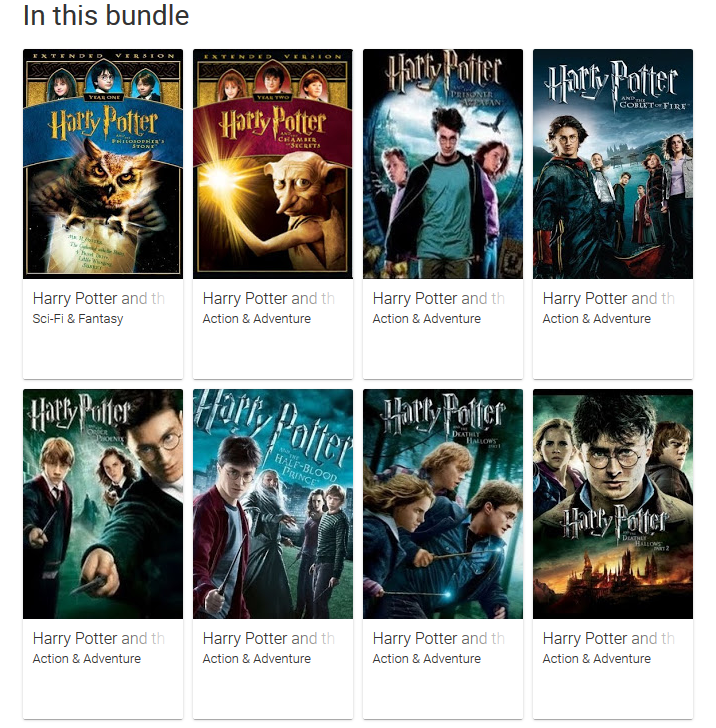 Buy: Harry Potter Complete Collection (8 Films) @ GooglePlay - £29.99